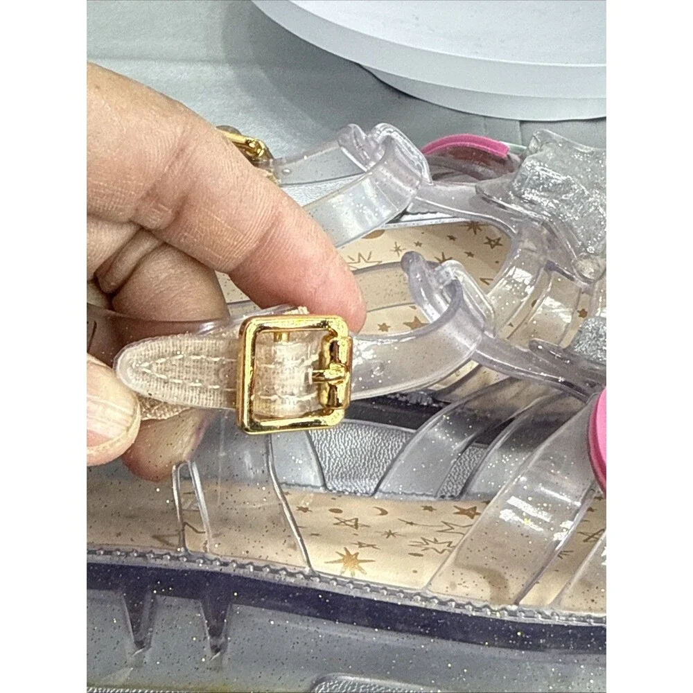 (S4)MINI MELISSA Little Girl's Clear Rainbow Jelly Flat Sandals Size 9